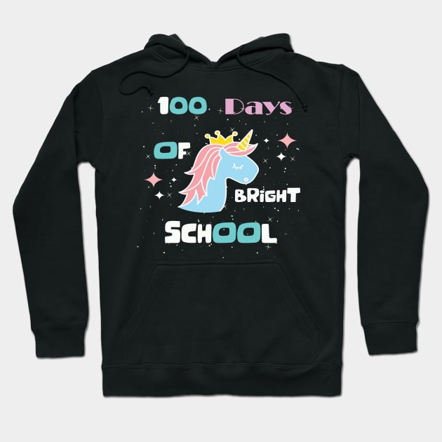 100 Days of Bright School Unicorn Shirt for Teacher or Child Hoodie by WassilArt